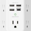 Addtam Usb Wall Charger Surge Protector 5 Outlet Extender Wi...