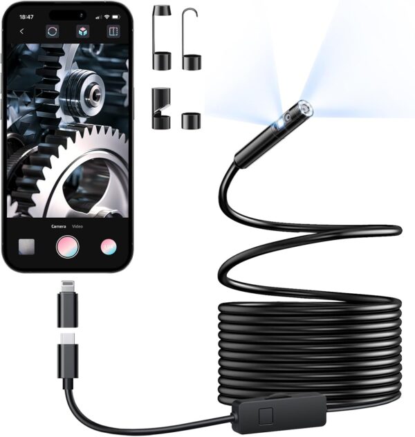 [dual Lens] Endoscope Camera With Light, 1920p Hd Borescope ...