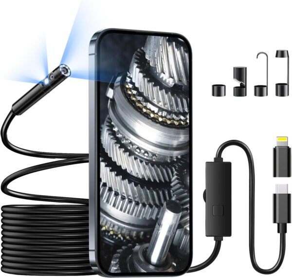 [dual Lens] Endoscope Camera With Light, 1920p Borescope Ins...