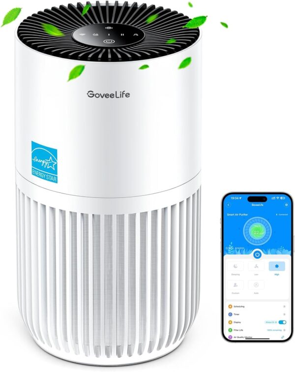 Goveelife Mini Air Purifier For Bedroom, Hepa Smart Filter A...