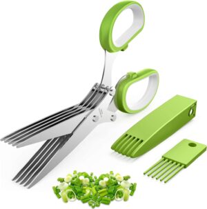 Herb Scissors, Kitchen Herb Shears Cutter With 5 Blades And