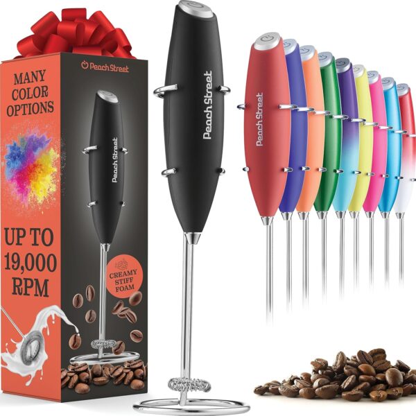 Powerful Handheld Milk Frother, Mini Milk Frother Wand, Batt...