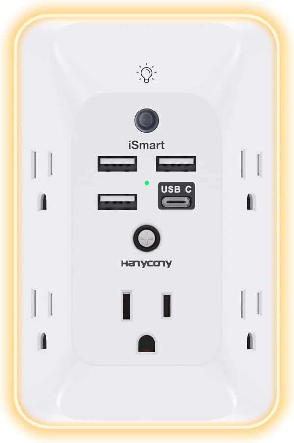 Outlet Extender With Night Light, Multi Plug Outlet, Usb Wall