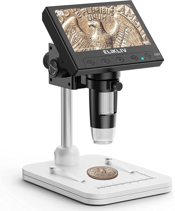 Elikliv Microscope, Lcd Digital Coin Microscope 1000x, Coin Magnifier With