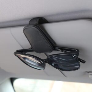 Kiwen 2 packs sunglasses holders for car visor, magnetic leather