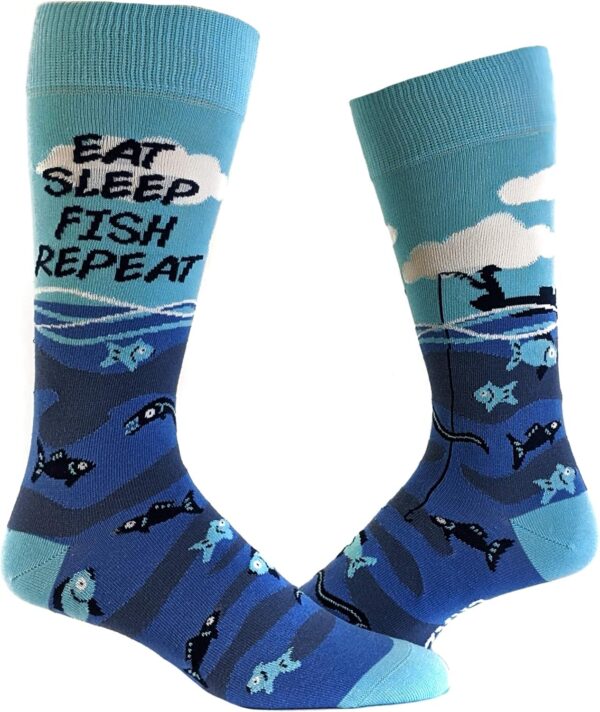 Mens Eat Sleep Fish Repeat Socks Funny Cool Novelty Fishing