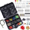 Topfort 187/343pcs Fishing Accessories Kit, Including Jig Hooks, Bullet Bass