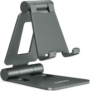 Nulaxy Dual Folding Cell Phone Stand, Fully Adjustable Foldable Desktop