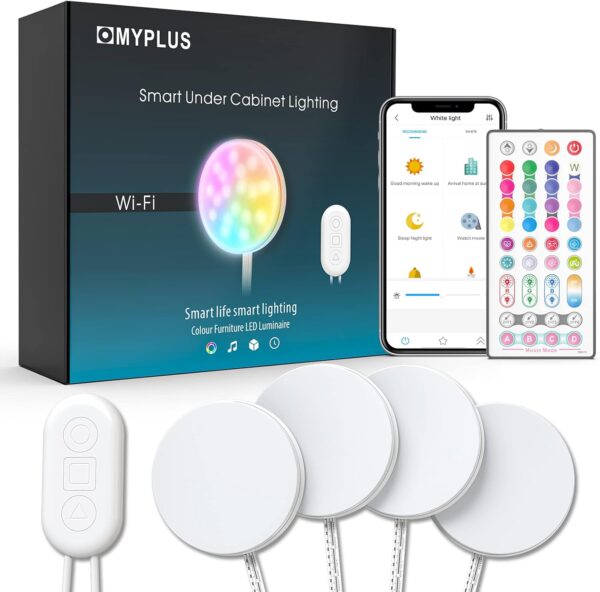 Myplus smart under cabinet lights, ambiance puck lights work with