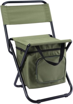 Leadallway fishing chair with cooler bag foldable compact fishing stool,green