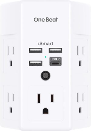 Surge Protector, 5 Outlets Extender With 4 Usb Ports(usb C),