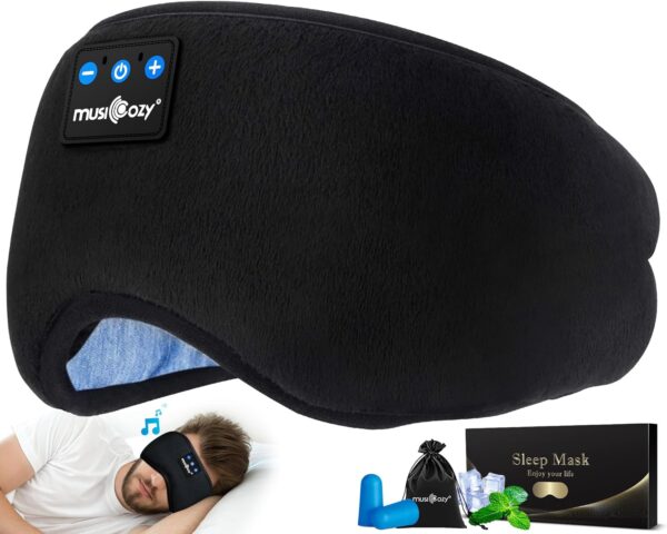 Musicozy Sleep Headphones Bluetooth 5.2 Headband Sleeping Eye Mask For