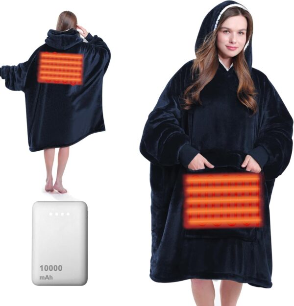 Maxeve Heated Wearable Blanket Hoodie With Battery Pack 10000mah, Oversized