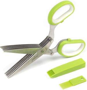 Jenaluca herb scissors with 5 blades and safety cover 