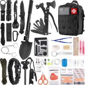 Survival kit and first aid kit, 142pcs professional survival gear