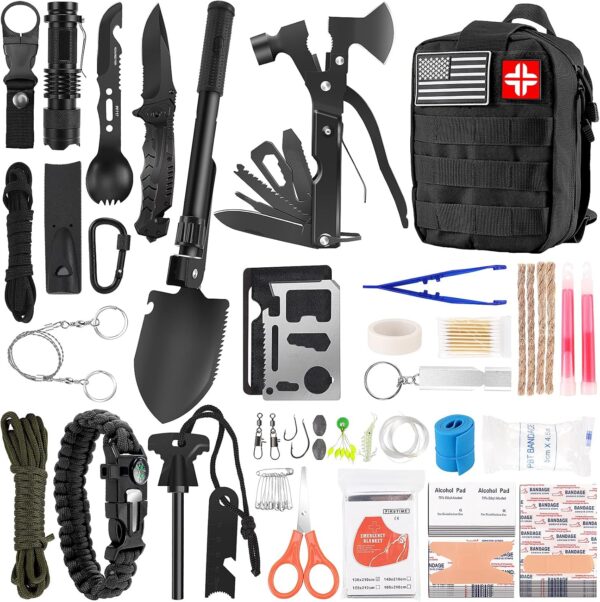 Survival Kit And First Aid Kit, 142pcs Professional Survival Gear