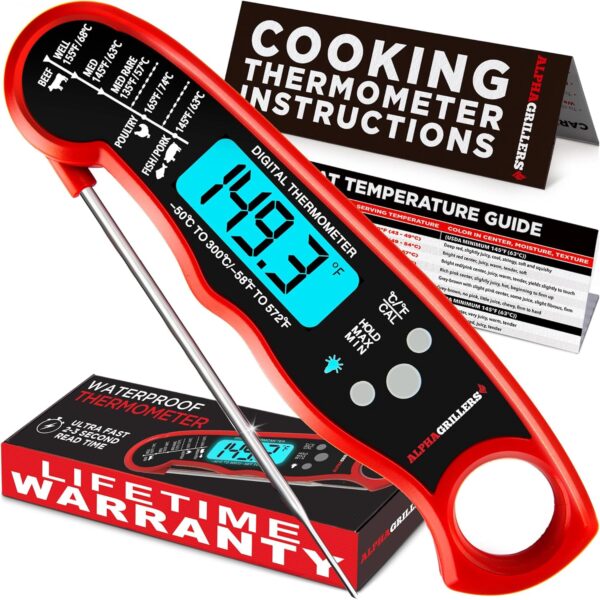 Alpha Grillers Instant Read Meat Thermometer For Cooking Grill And