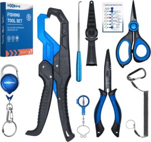 Hook eze 7pc fishing gear kit, fishing pliers, knot tying tool,